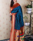 Denim Blue Bandhani Silk  Zari Woven Saree