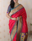 Pink Bandhani Paithani Silk Zari Woven Saree