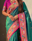 Green Soft Silk Swan Rajhans Paithani Saree