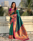 Green Soft Silk Swan Rajhans Paithani Saree