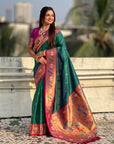 Green Soft Silk Swan Rajhans Paithani Saree