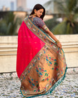 Pink Soft Silk Swan Rajhans Paithani Saree