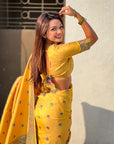 Dark Yellow Baluchari Silk Zari Woven Saree