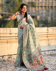 Sky Blue Baluchari Silk Zari Woven Saree