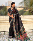 Black Baluchari Silk Zari Woven Saree
