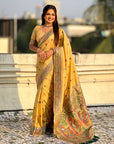 Light Yellow Baluchari Silk Zari Woven Saree