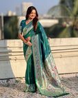 Green Chandrakor Paithani Silk Banarasi Zari Woven Saree