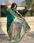 Green Chandrakor Paithani Silk Banarasi Zari Woven Saree