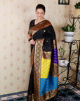 Black Soft Silk Banarasi Multicolor Pallu Zari Woven Saree