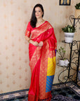 Pink Soft Silk Banarasi Multicolor Pallu Zari Woven Saree