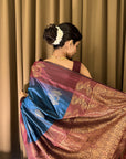 Samiksha in our Blue Soft Silk Floral Border Contrast Zari Woven Saree