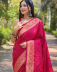 Hot Pink Banarasi Katan Silk Zari Woven Saree