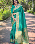 Green Banarasi Katan Silk Zari Woven Saree