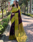 Wine Soft Silk Floral Border Contrast Zari Woven Saree