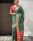 Green Soft Patola Silk Meenakari Zari Woven Saree