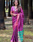 Purple Soft Patola Silk Meenakari Zari Woven Saree