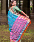 Sky Blue Soft Patola Silk Meenakari Zari Woven Saree