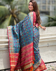 Denim Blue Soft Patola Silk Meenakari Zari Woven Saree