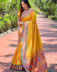 Gold Contrast Zari Woven Yeola Paithani Silk Saree