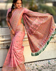 Pink Pashmina Kashmiri Silk Zari Woven Saree