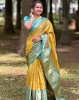 Yellow Kanjivaram Tissue Silk Traditional Zari Woven Saree