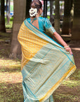 Yellow Kanjivaram Tissue Silk Traditional Zari Woven Saree