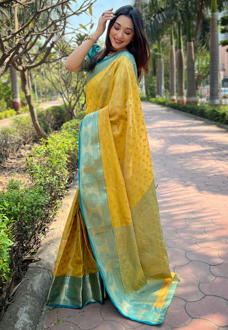 Neel Kanchan Kora Silk Zari Woven Saree