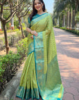 Green Kanchipuram Tissue Silk Traditional Zari Woven Saree