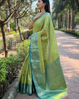 Green Kanchipuram Tissue Silk Traditional Zari Woven Saree