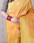 Orange Soft Silk Bandhani Leheriya Zari Woven Saree