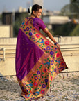 Purple Big Border Paithani Silk Zari Woven Saree