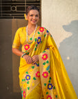 Yellow Big Border Paithani Silk Zari Woven Saree