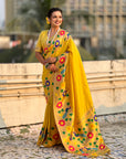 Yellow Big Border Paithani Silk Zari Woven Saree