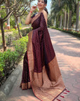 Dark Maroon Banarasi Katan Silk Zari Woven Saree