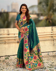 Green Big Border Paithani Silk Zari Woven Saree