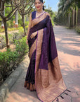 Wine Banarasi Katan Silk Zari Woven Saree