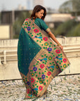 Green Big Border Paithani Silk Zari Woven Saree