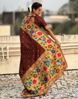 Coffee Big Border Paithani Silk Zari Woven Saree