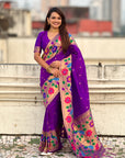 Purple Big Border Paithani Silk Zari Woven Saree