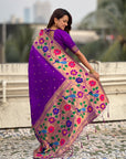 Purple Big Border Paithani Silk Zari Woven Saree