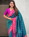 Green Zari Woven Rajhans Swan Paithani Silk Saree