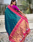 Green Zari Woven Rajhans Swan Paithani Silk Saree