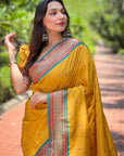 Gold Contrast Zari Woven Yeola Paithani Silk Saree