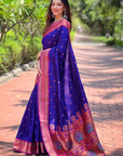 Violet Contrast Zari Woven Yeola Paithani Silk Saree