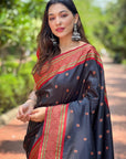 Black Contrast Zari Woven Yeola Paithani Silk Saree