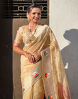 Chickoo Organza Swan Paithani Silk Zari Woven Saree