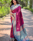 Magenta Pink Soft Silk Contrast Zari Woven Saree