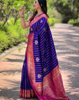 Violet Soft Silk Contrast Zari Woven Saree