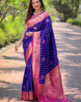 Violet Soft Silk Contrast Zari Woven Saree