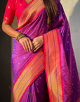 Purple Soft Silk Paithani Zari Woven Saree